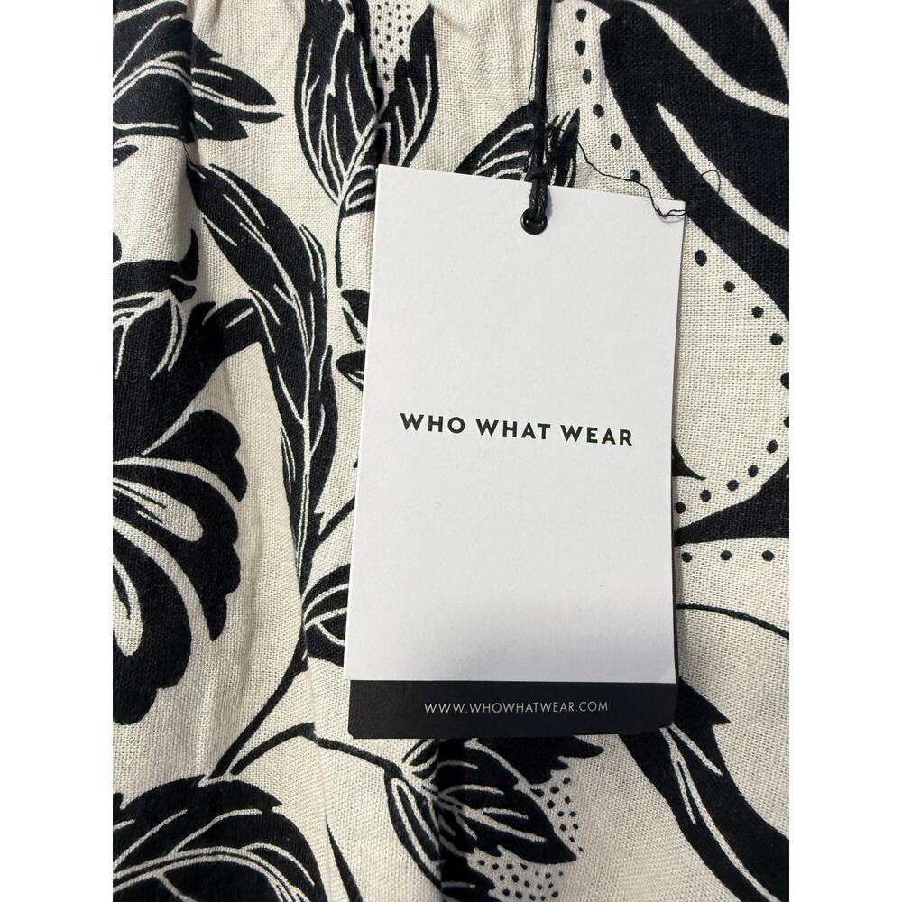 Who What Wear Blouse Women’s Size XS Black White Keyhole Back New NWT Linen - Picture 4 of 8